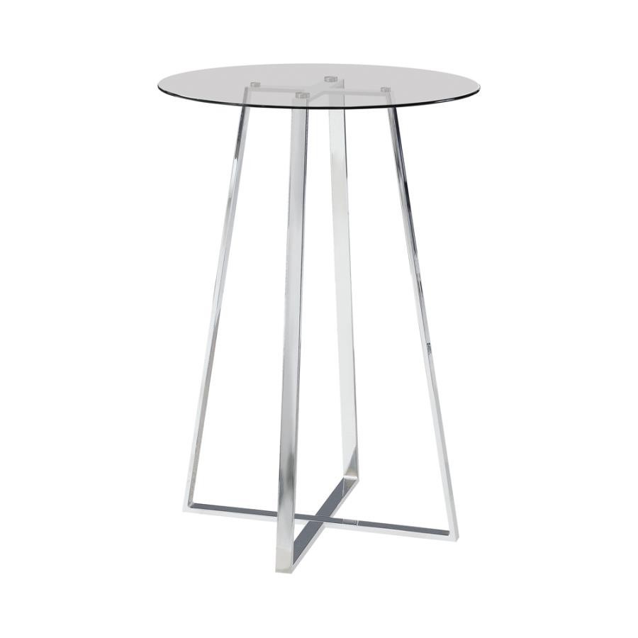 Glass Top Bar Table Chrome