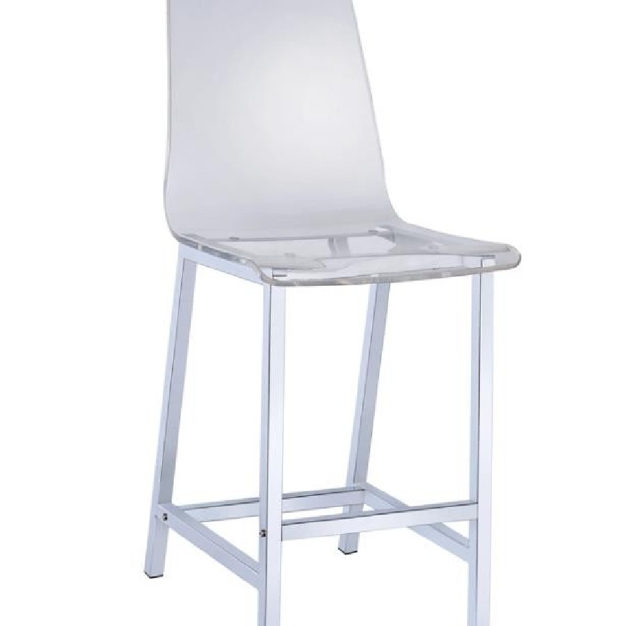 Counter Height Stools Chrome and Clear Acrylic (Set of 2)