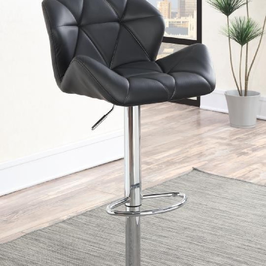 Adjustable Bar Stools Chrome and Black (Set of 2)