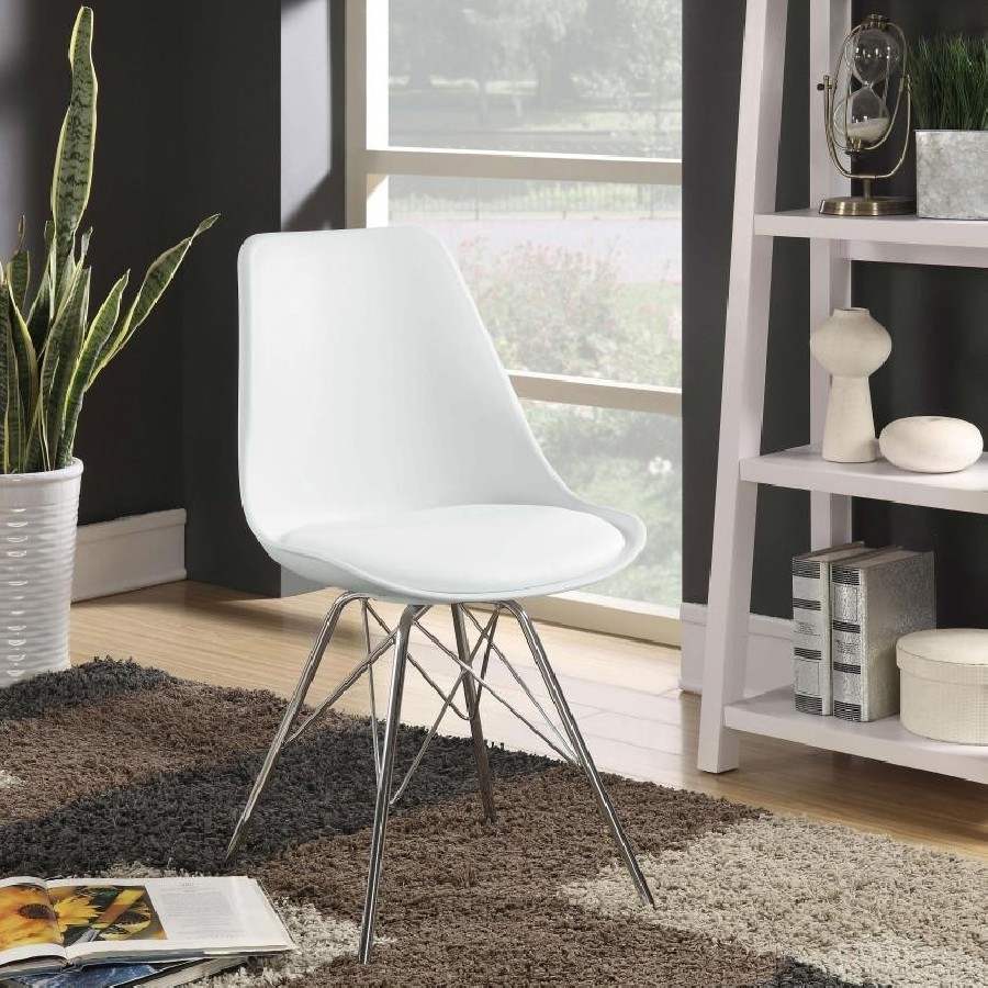 Armless Dining Chairs White and Chrome (Set of 2)