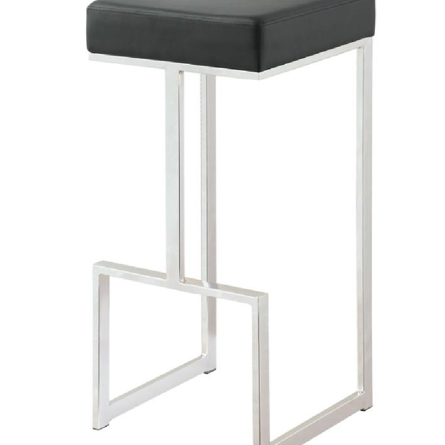 Square Bar Stool Black and Chrome