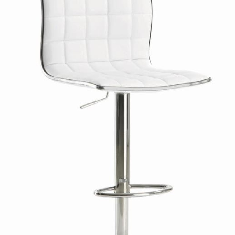 Upholstered Adjustable Bar Stools White and Chrome (Set of 2)