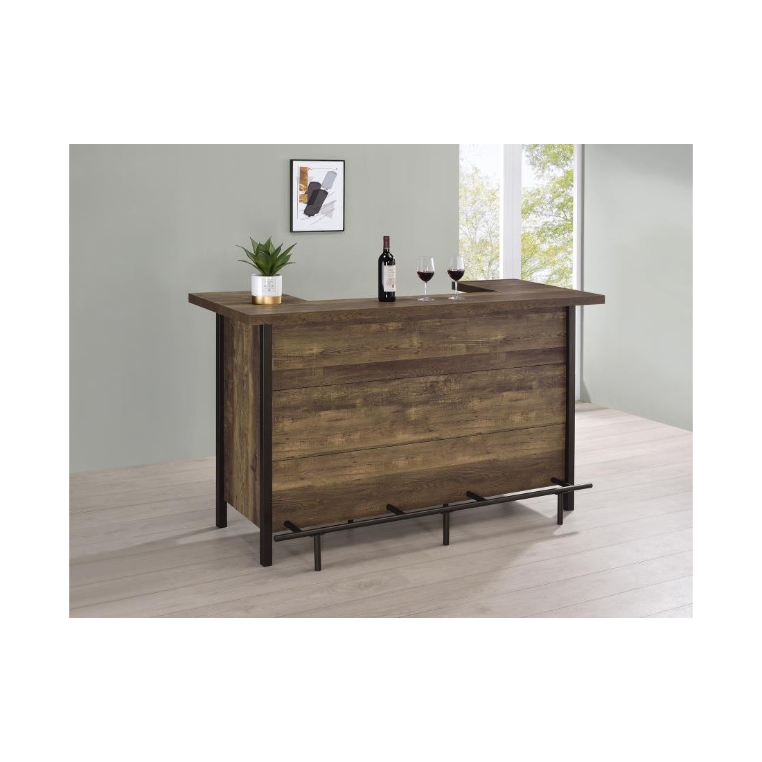 Rustic Bar Storage Rectangular Storage Bar Unit Rustic Oak