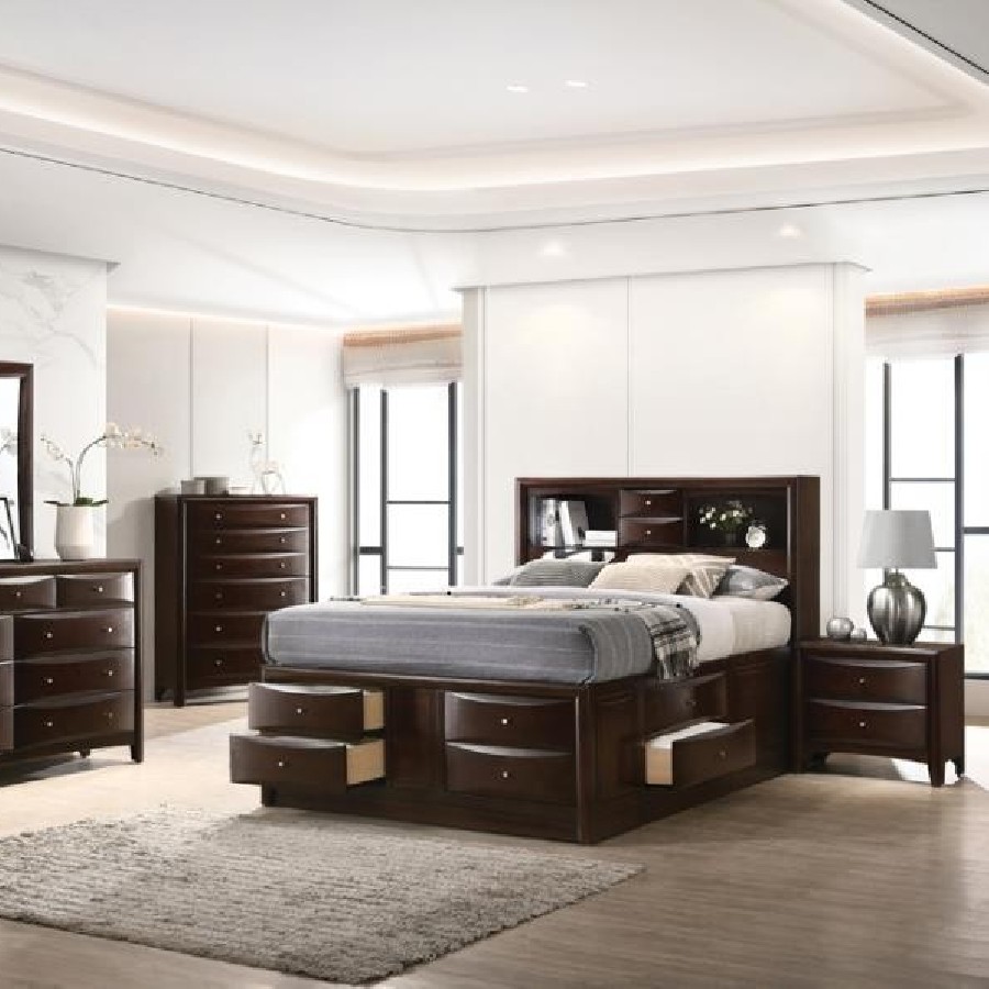 Phoenix 10-drawer Eastern King Bed Deep Cappuccino