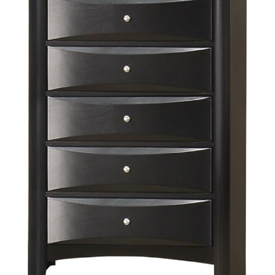 Briana Rectangular 5-drawer Chest Black