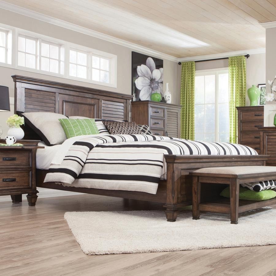 Franco California King Panel Bed Burnished Oak