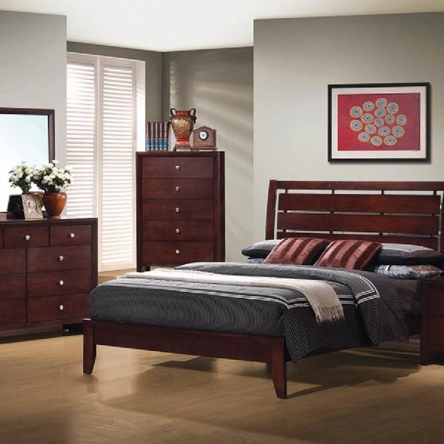 Serenity Eastern King Panel Bed Rich Merlot