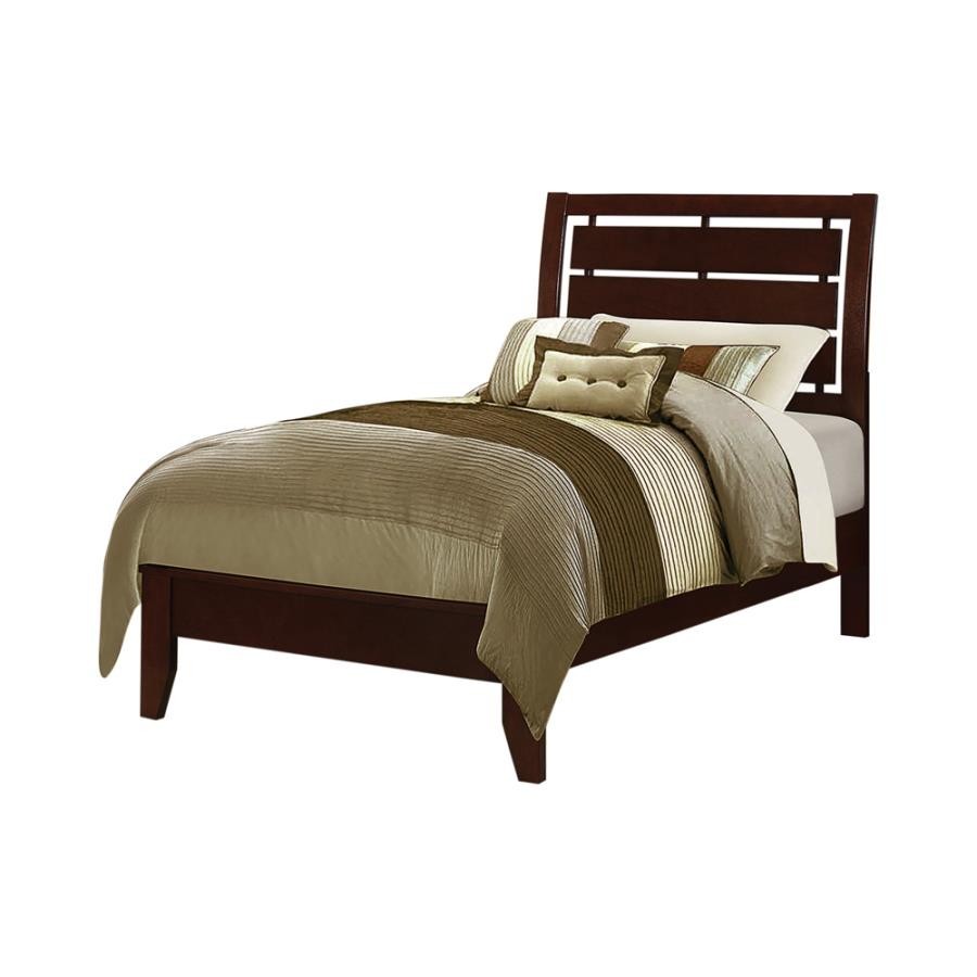 Serinity Twin Panel Bed with Cut-out Headboard Rich Merlot