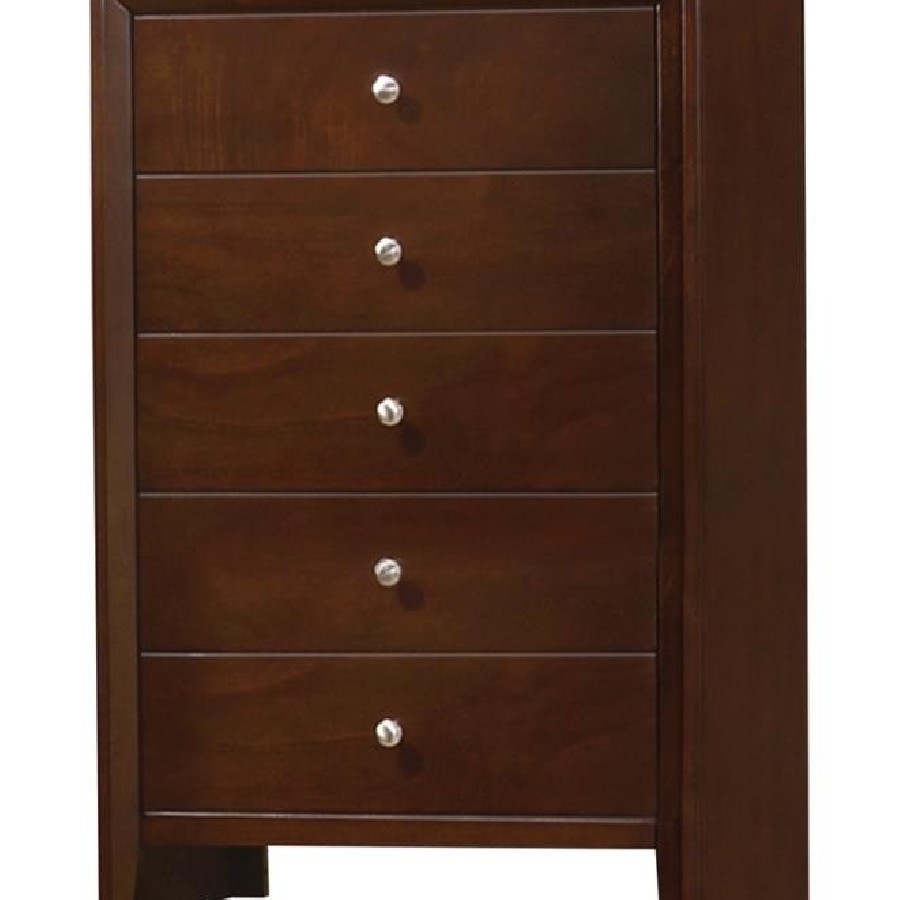 Serenity Rectangular 5-drawer Chest Rich Merlot