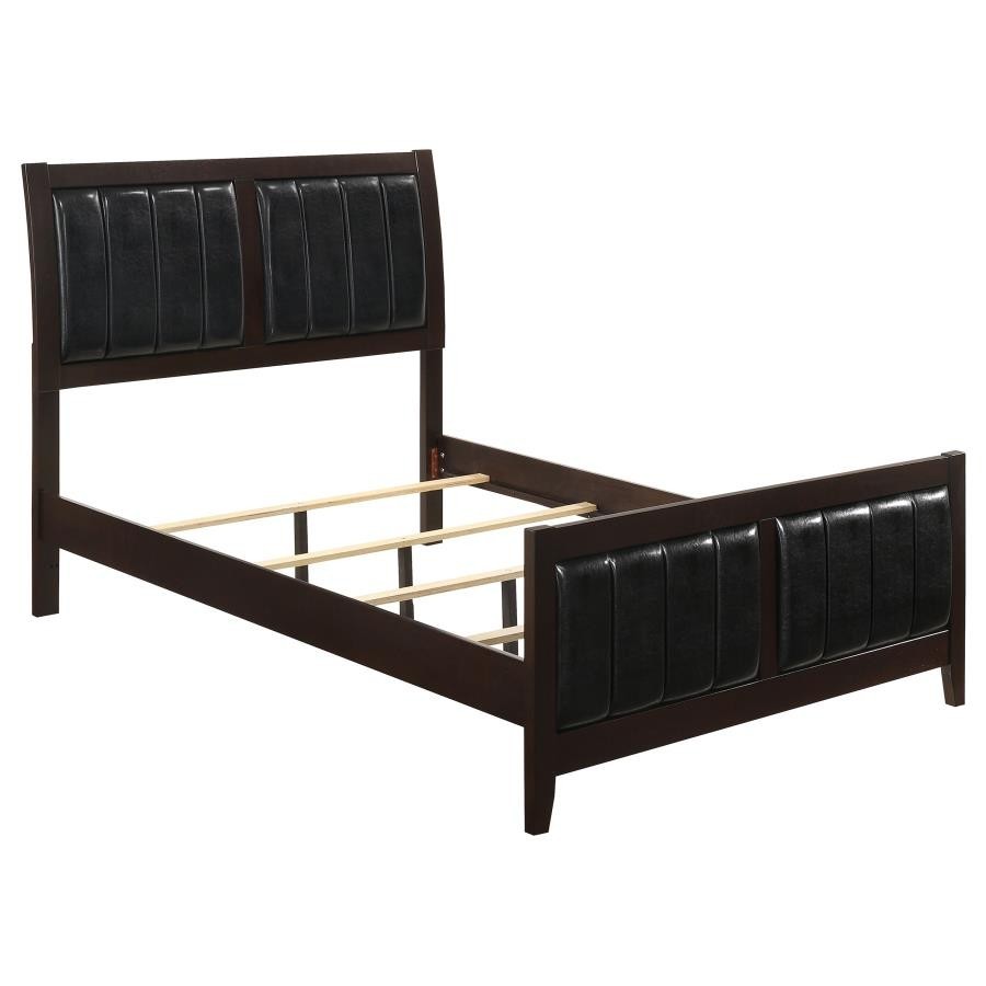 Carlton Queen Upholstered Bed Cappuccino and Black