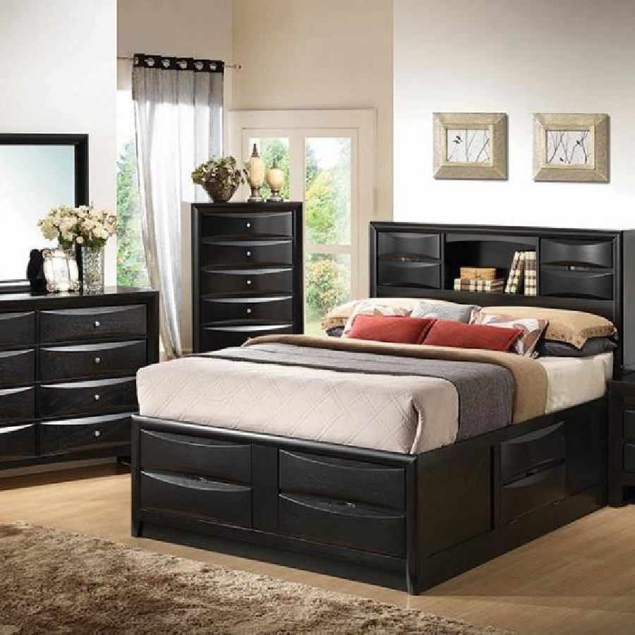 Briana California King Platform Storage Bed Black