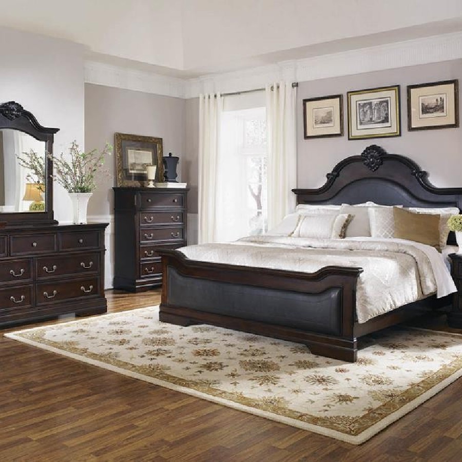 Cambridge Eastern King Panel Bed Cappuccino and Brown