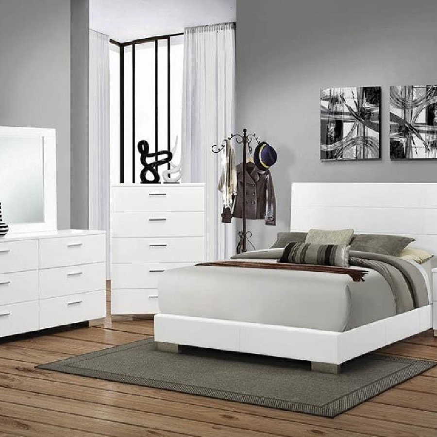 Felicity Eastern King Panel Bed Glossy White