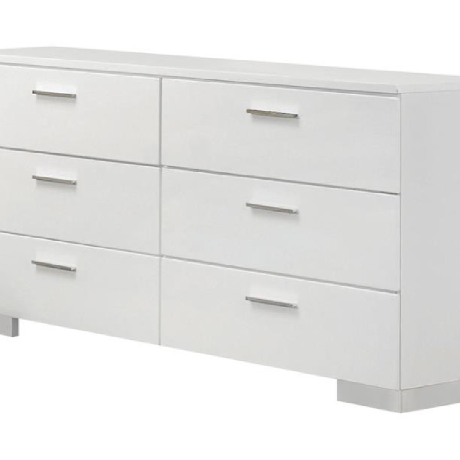 Felicity 6-drawer Dresser Glossy White