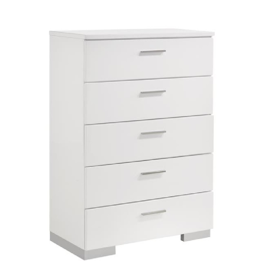 Felicity 5-drawer Chest Glossy White