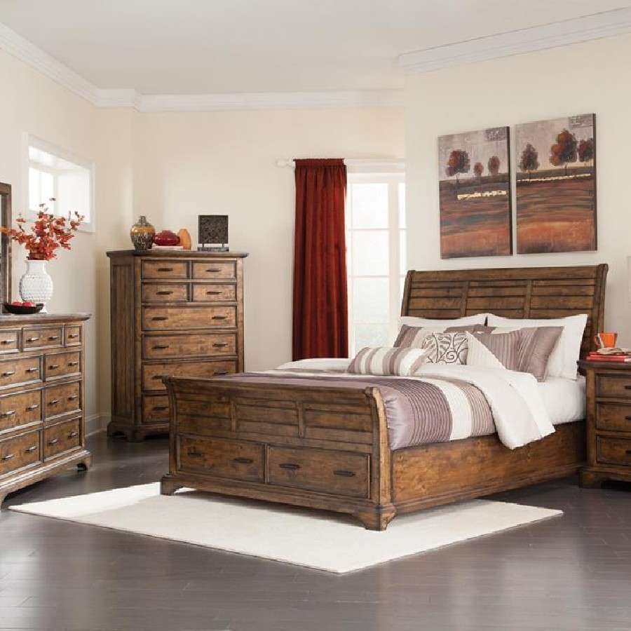 Elk Grove Eastern King Storage Bed Vintage Bourbon