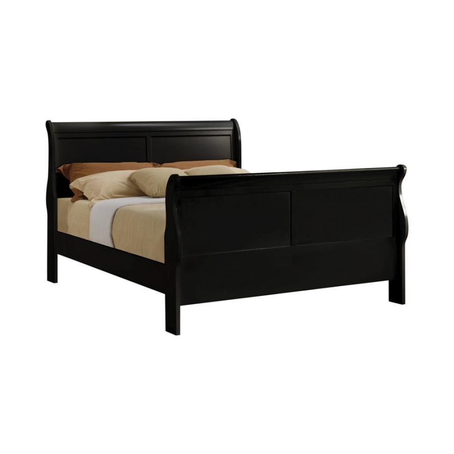 Santee Louis Philippe Full Sleigh Panel Bed Black