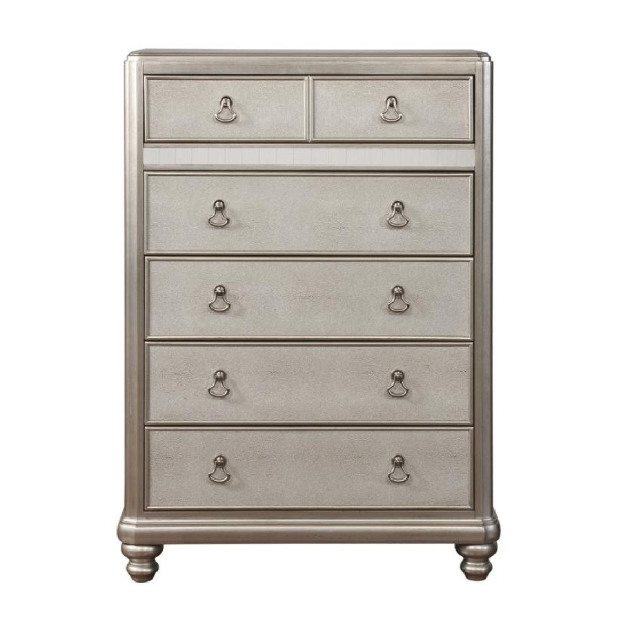 Bling Game 6-drawer Chest Metallic Platinum