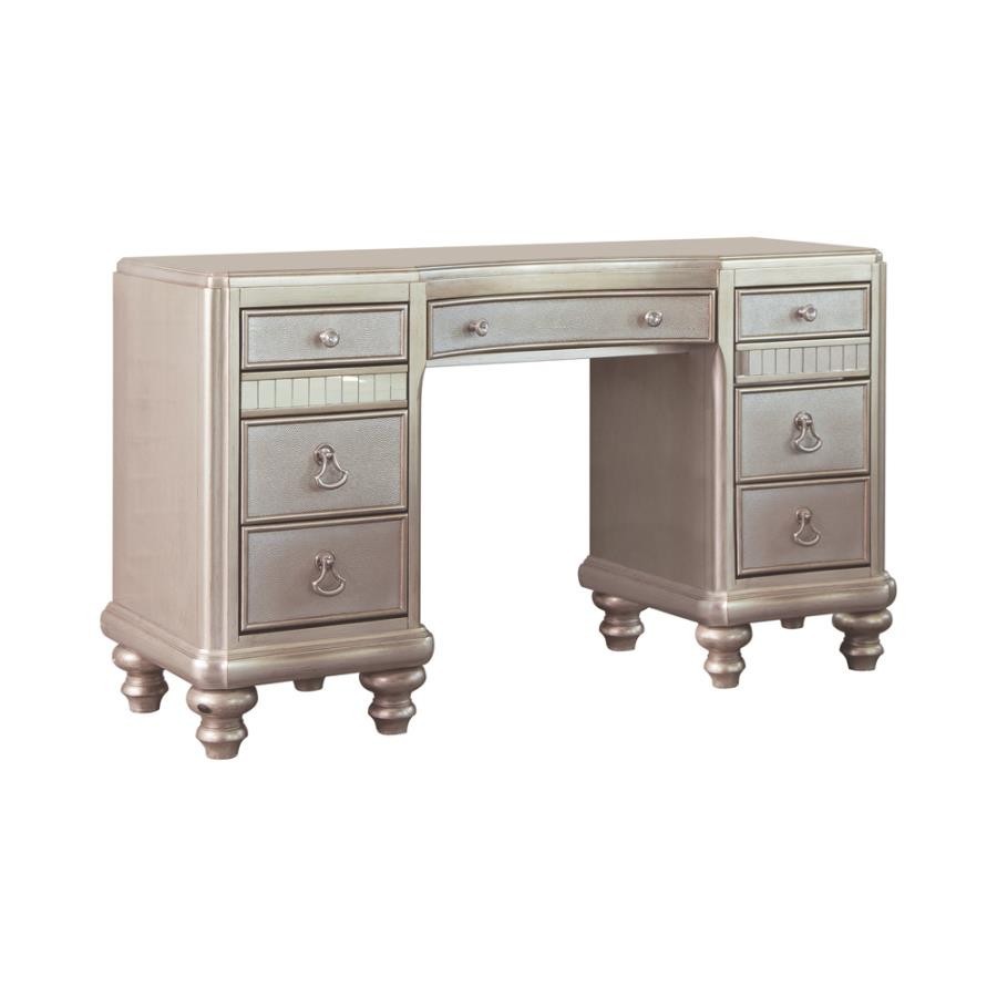 9-drawer Vanity Desk Metallic Platinum