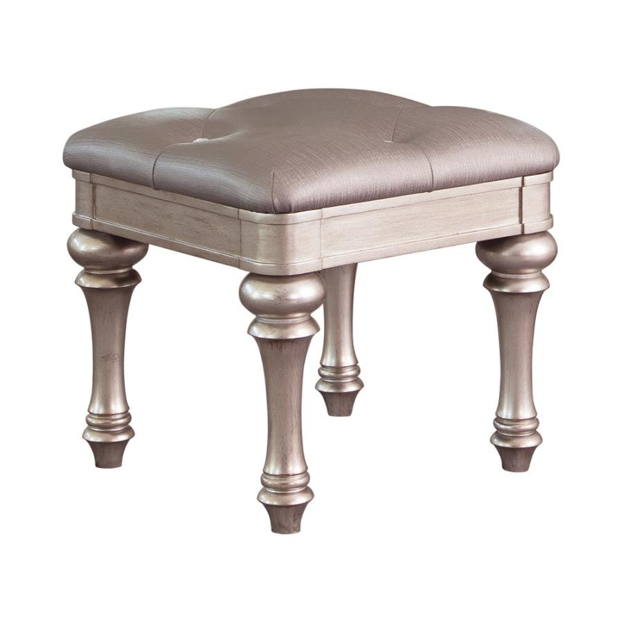 Upholstered Vanity Stool Metallic Platinum