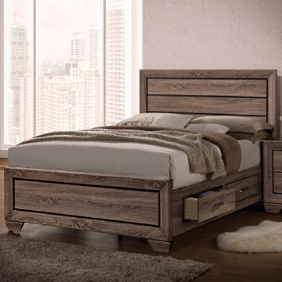 Kauffman Queen Storage Bed Washed Taupe