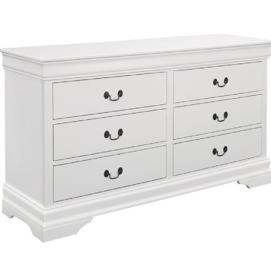 Louis Philippe 6-drawer Dresser White