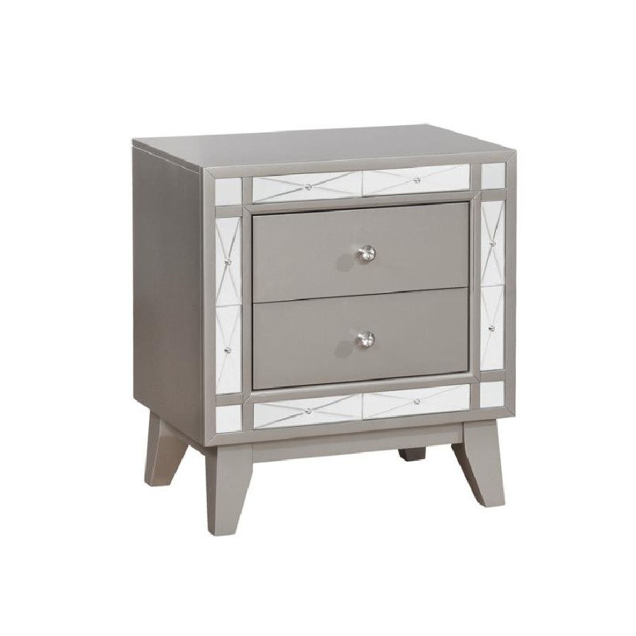 Leighton 2-drawer Nightstand Metallic Mercury