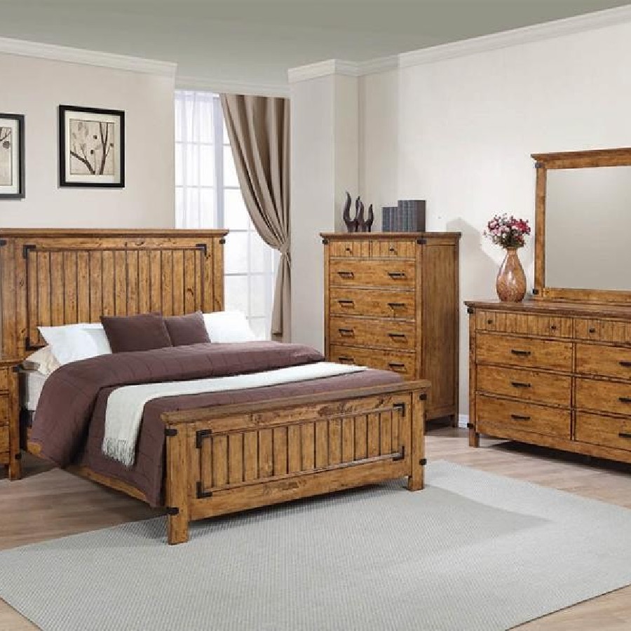 Brenner Queen Panel Bed Rustic Honey