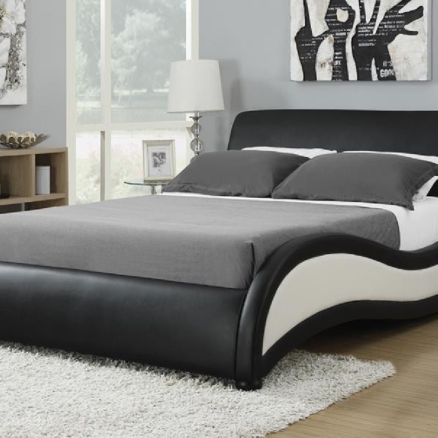 Niguel Eastern King Upholstered Bed Black and White