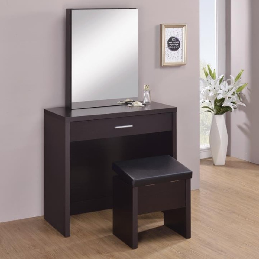 2-piece Vanity Set with Lift-Top Stool Cappuccino