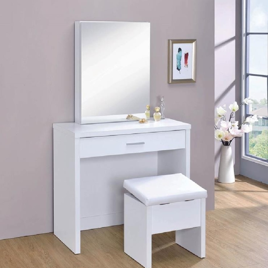 2-piece Vanity Set with Lift-Top Stool White