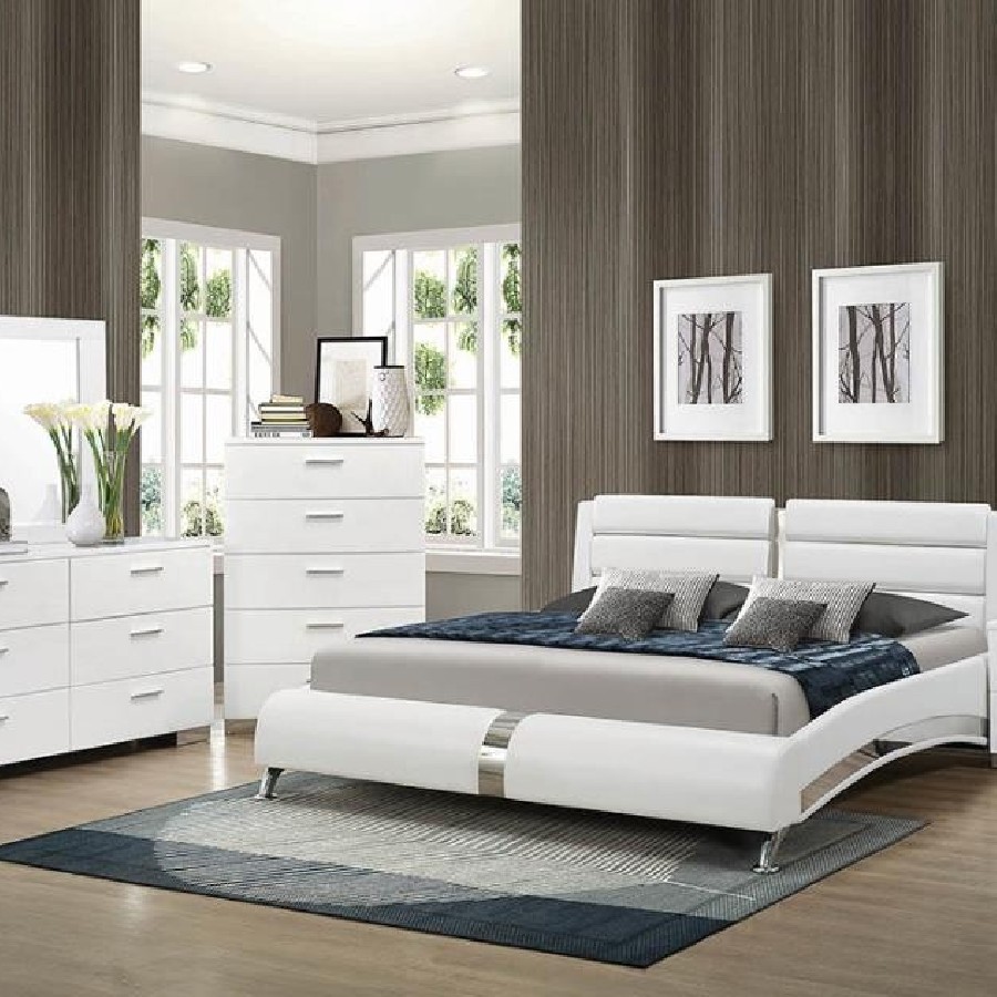 Jeremaine Eastern King Upholstered Bed White