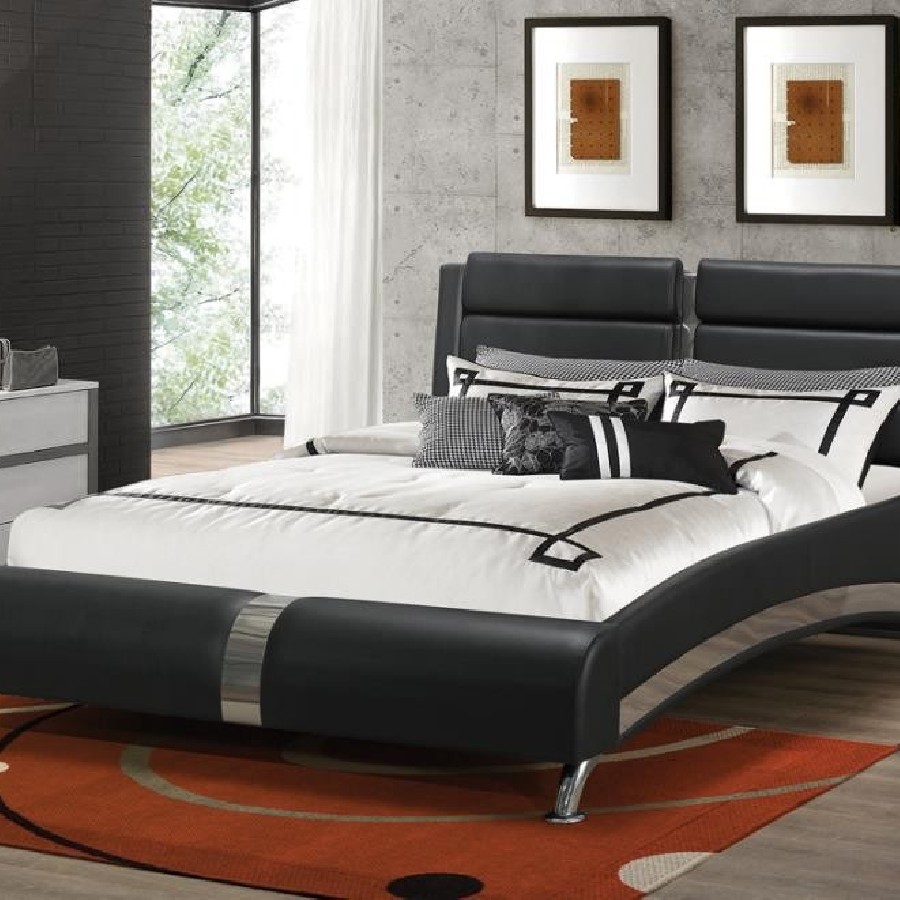 Jeremaine Queen Upholstered Bed Black