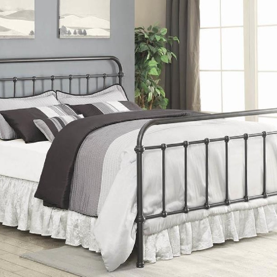 Livingston Eastern King Panel Metal Bed Dark Bronze