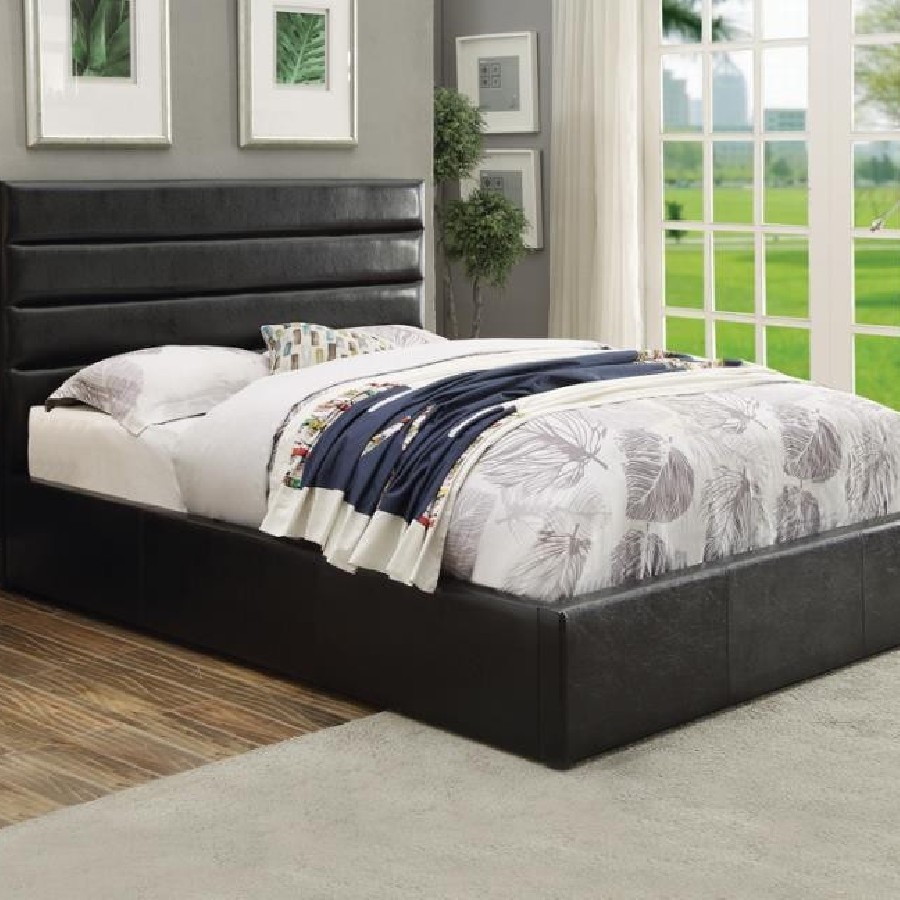 Riverbend Eastern King Upholstered Storage Bed Black