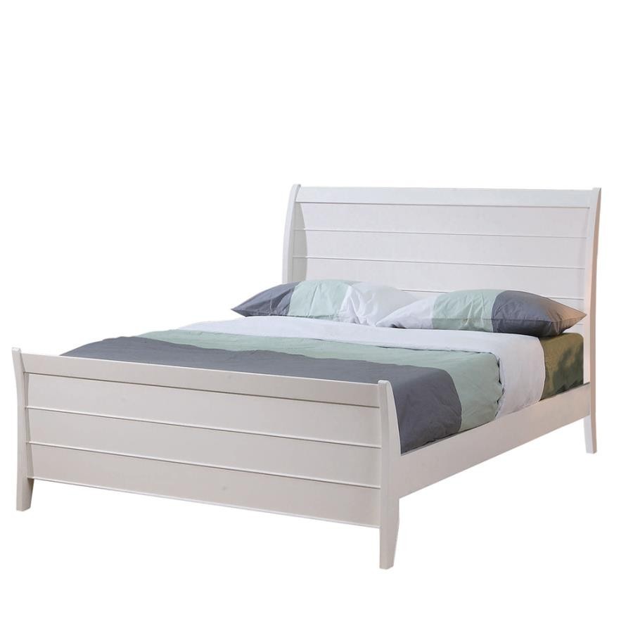 Selena Twin Sleigh Platform Bed Buttermilk