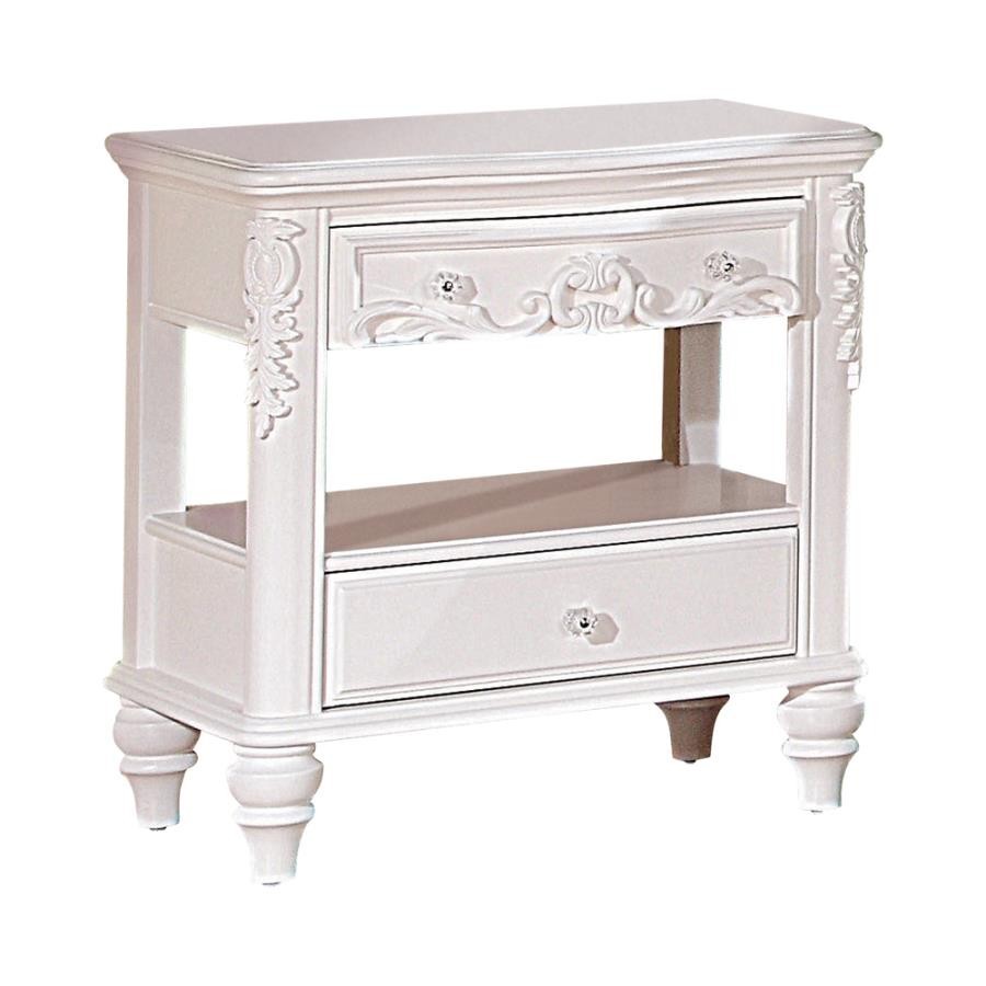 Caroline 2-drawer Rectangular Nightstand White