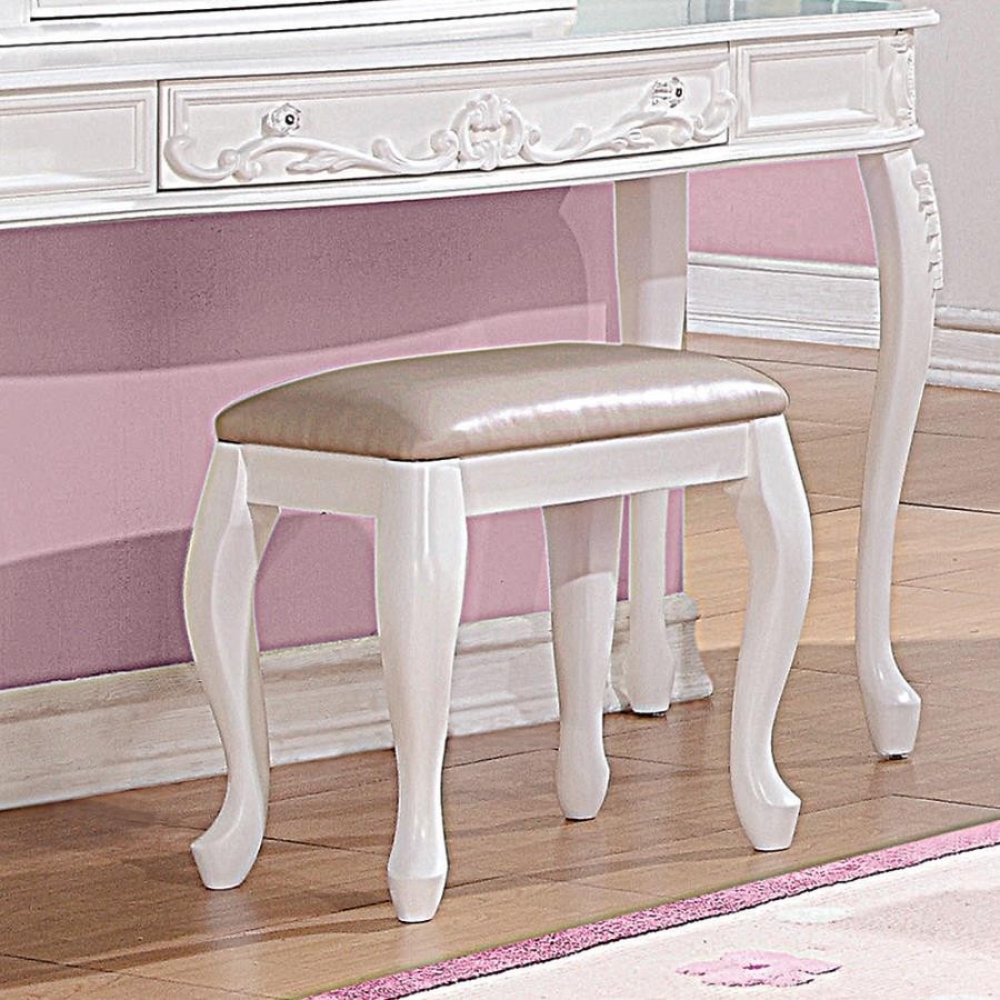 Caroline Vanity Stool White and Pink