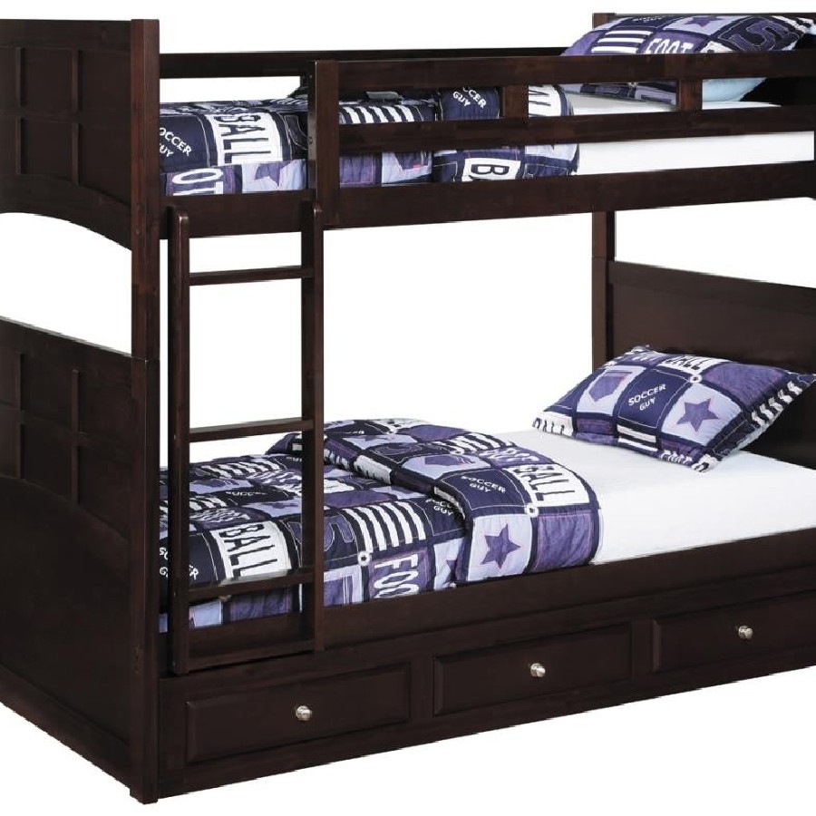 Jasper Twin over Twin Bunk Bed with Ladder Cappuccino