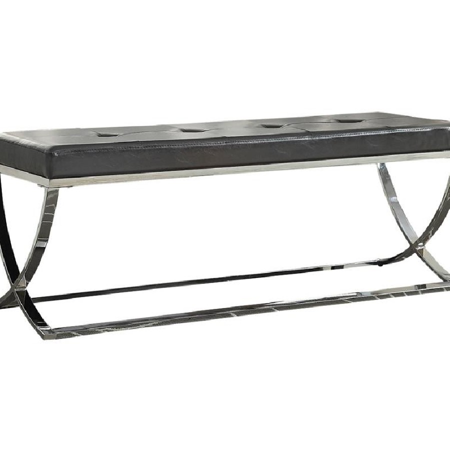 Rectangle Upholstered Tufted Bench Black