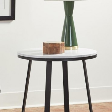 Hugo Round Faux Marble End... 2