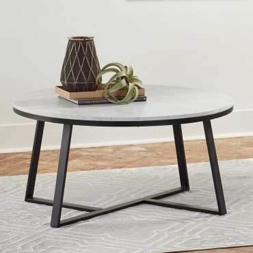 Hugo Round Faux Marble... 2