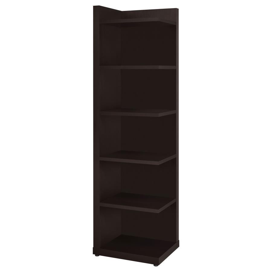 thumbnail image 2 of Bonwick 5-Shelf Metal Frame Corner Bookshelf - Cappuccino Finish By Coaster 2 of 5