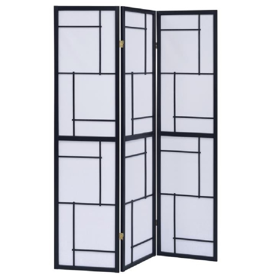 3-panel Folding Floor Screen Black and White