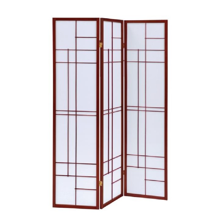 3-panel Folding Floor Screen White and Cherry