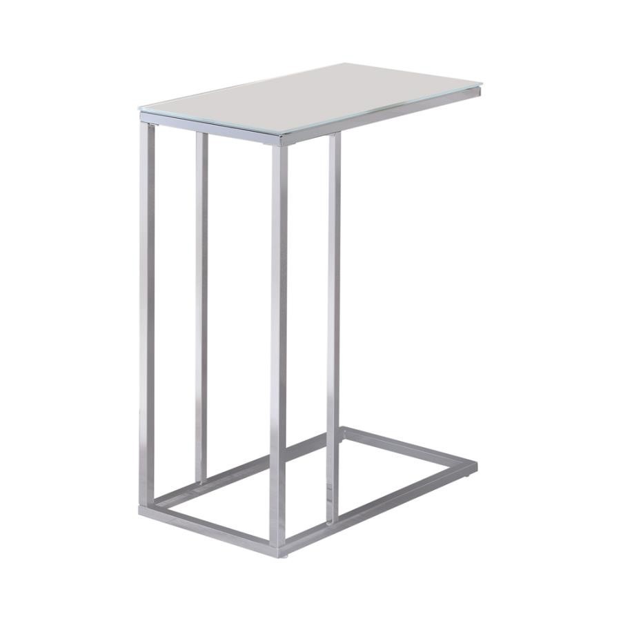 Glass Top Accent Table Chrome and White