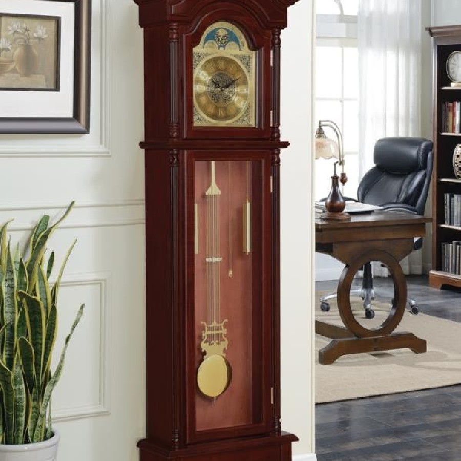 Grandfather Clock Brown Red and Clear