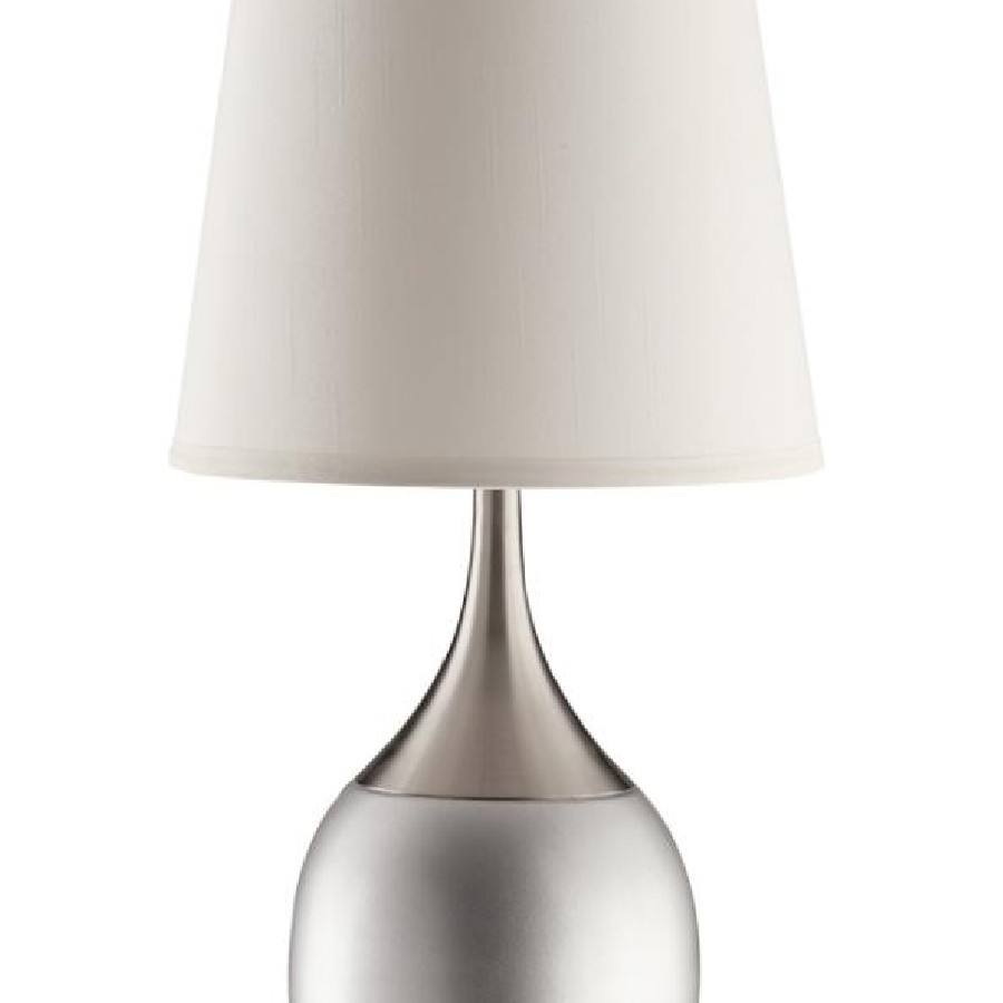 Empire Shade Table Lamps Silver and Chrome (Set of 2)