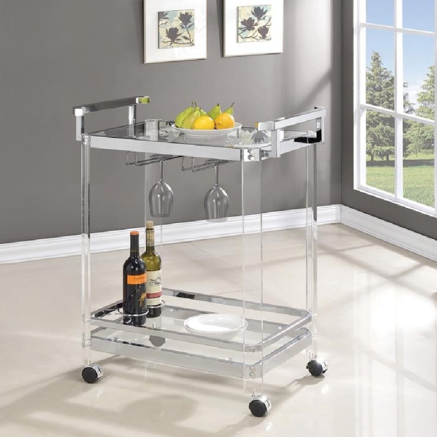 2-tier Glass Serving Cart Clear