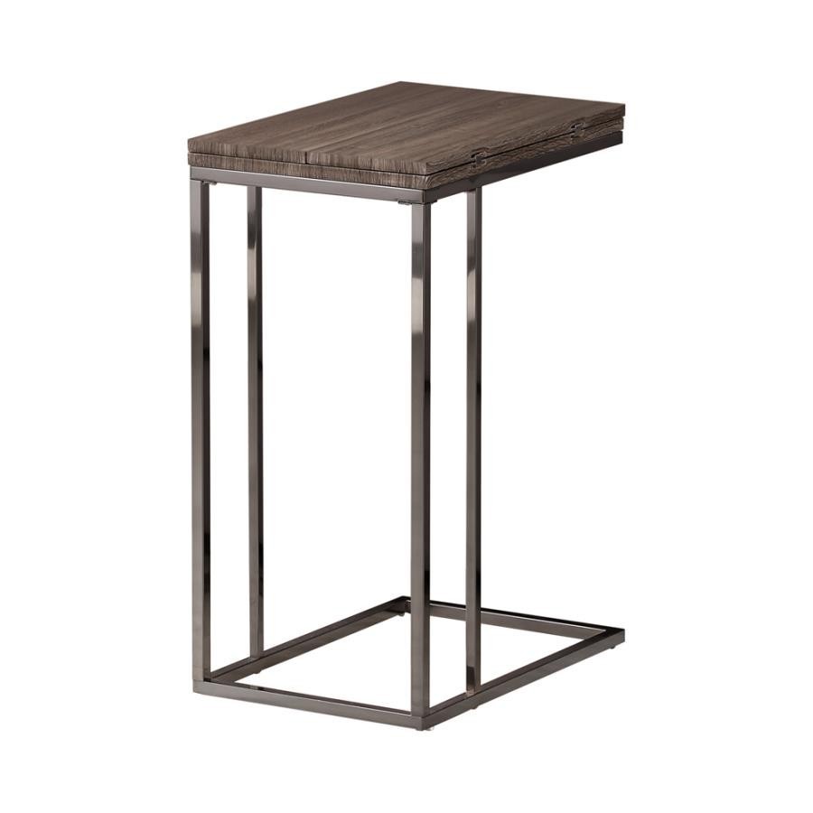 Expandable Top Accent Table Weathered Grey and Black